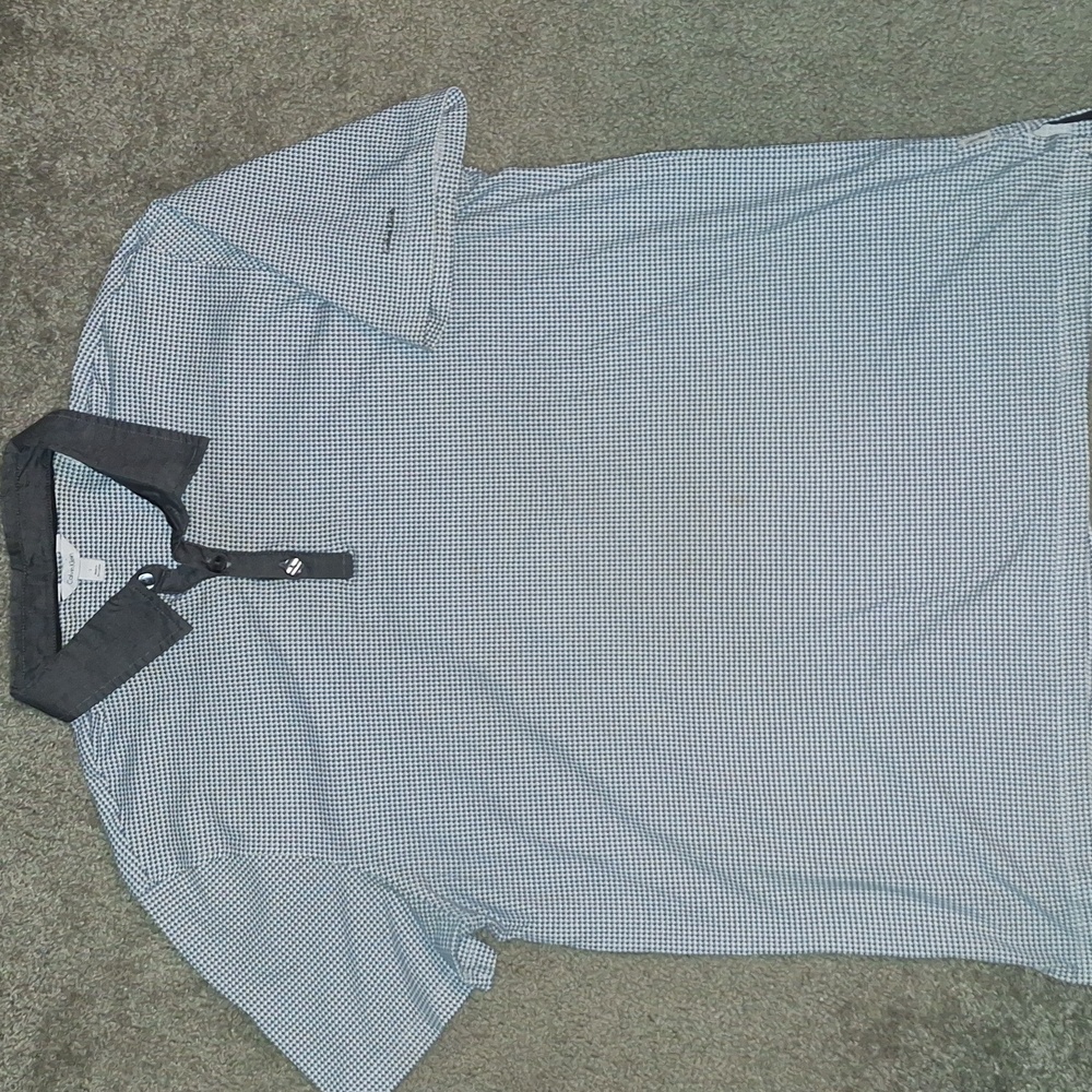 Calvin Klein Black and White Checkered Polo Shirt